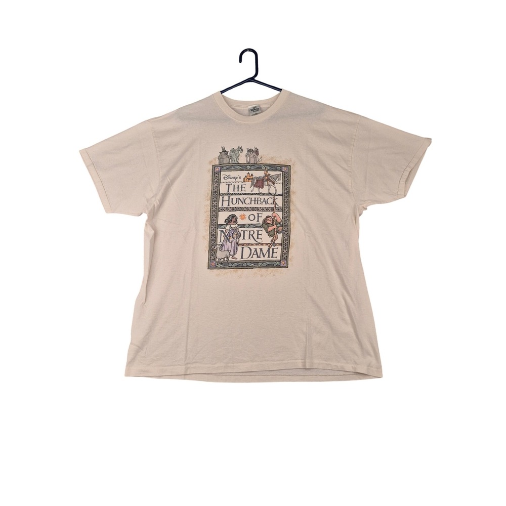 Vintage Disney Store Hunchback of Notre Dame Graphic T-Shirt Mens XXL Cream 90s - Picture 1 of 16